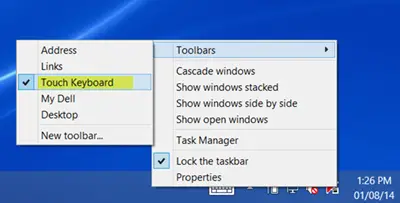 touch keyboard in windows 8