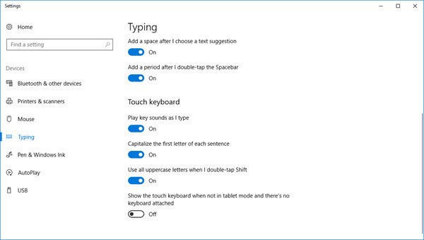 windows 10 touch keyboard settings