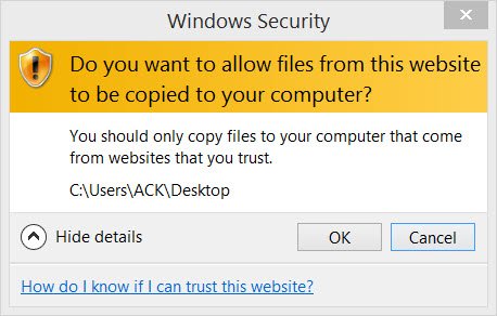 Do you want to allow files from this website to be copied to your computer