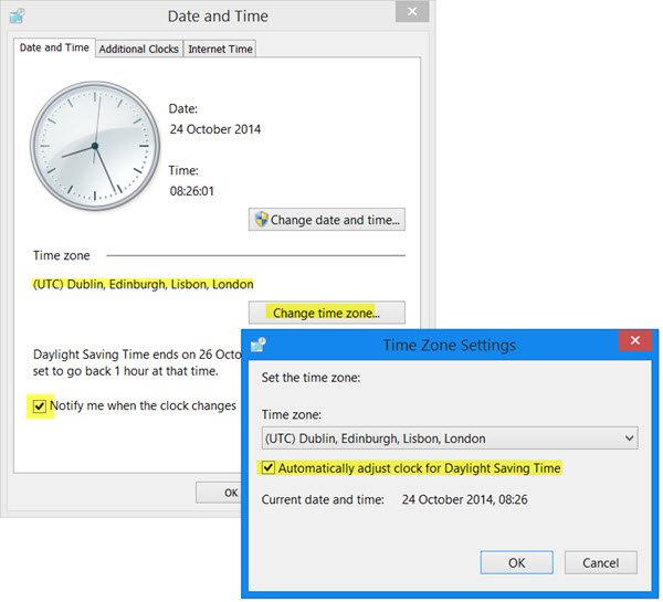 Automatically adjust clock for DST