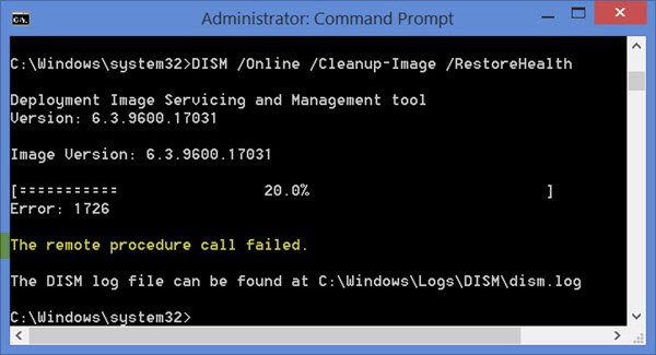 DISM The remote procedure call failed