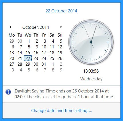 Daylight Saving Time in Windows