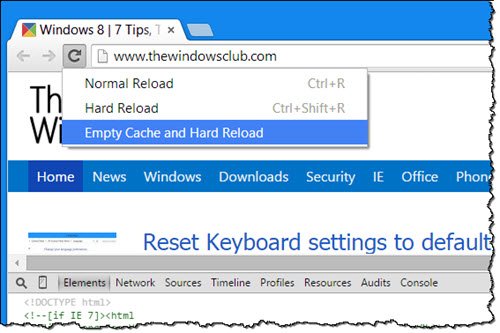 Empty Cache and Hard Reload Chrome