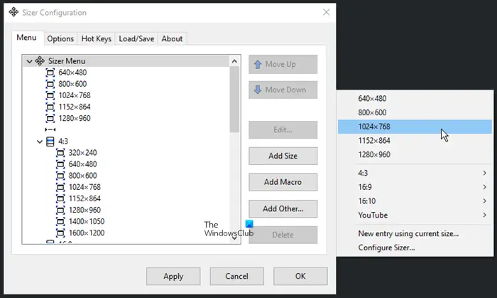 resize Explorer & Program windows to an exact size