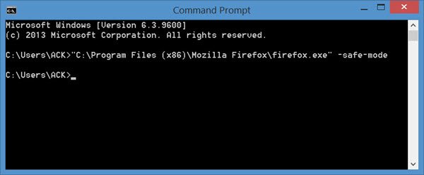 Start Firefox in safe mode command line