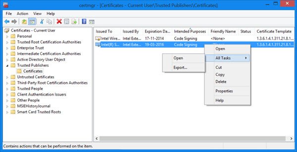 Windows Certificate Manager Certmgr.msc