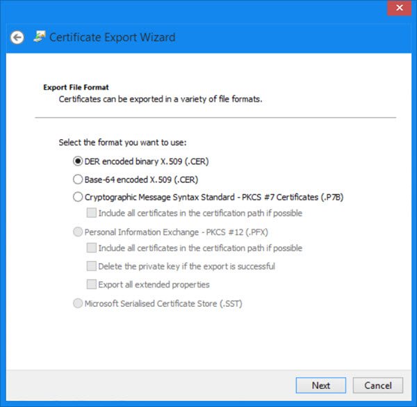 export windows certificates