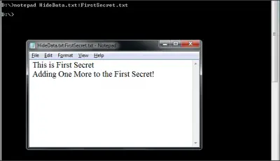 Edit the hidden data from the command prompt of Windows 7