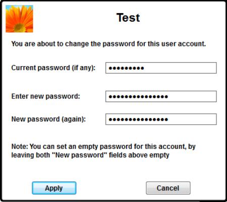 Quick User Manager Change Password