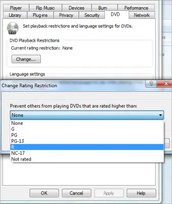 Restrict users playing high rated DVD_Tips and Tricks of Windows Media Player