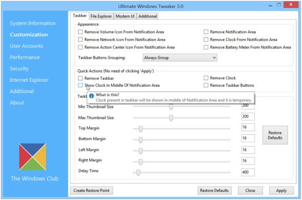 Ultimate Windows Tweaker 3 for Windows 8