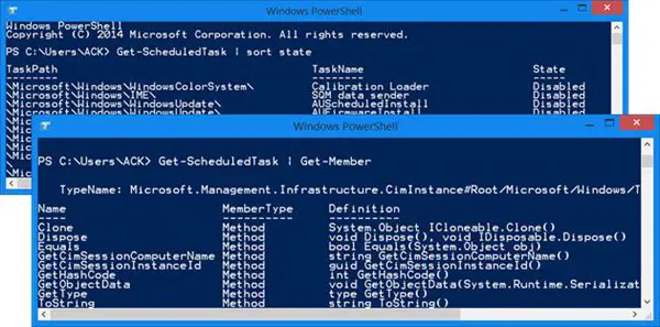 find scheduled tasks queued status powershell