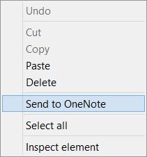 send to onenote context menu ie