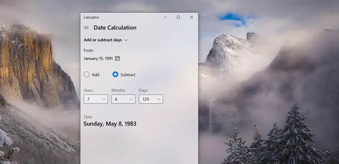 use Windows Calculator to perform Date calculations