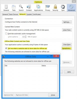 Website asking for permission to store data on computer for offline use - 6