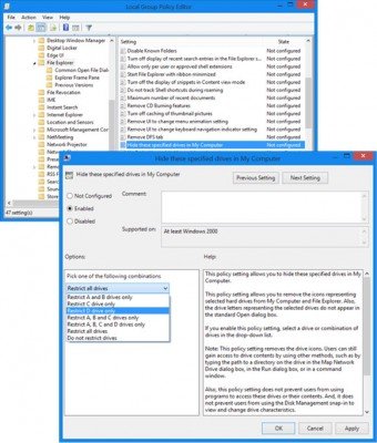 Скрыть диск в Windows 8