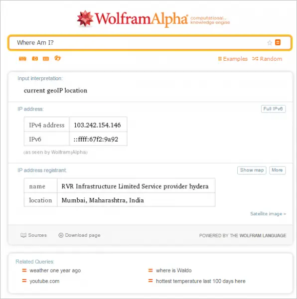 IP Address Wolfram Alpha