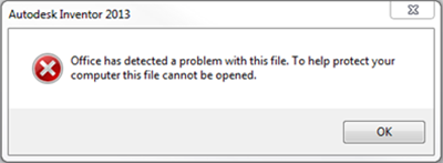 Office has detected a problem with this file