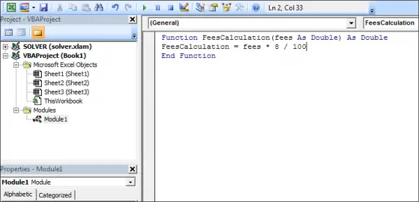 Sample Custom Excel Function