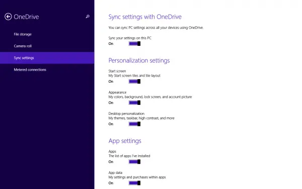 Sync Windows 8.1 settings