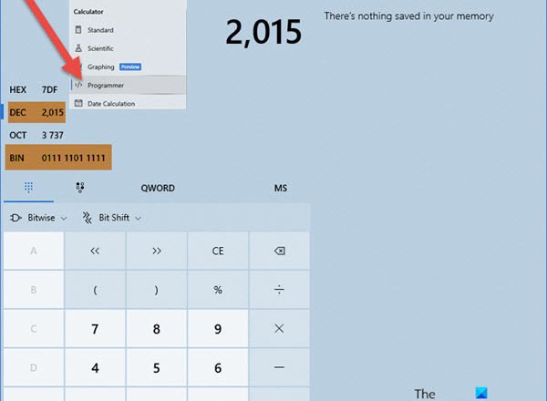 How to use Windows Calculator to convert Decimal to Binary