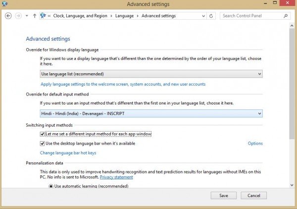 advanced language settings