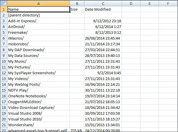 Import details of files 1