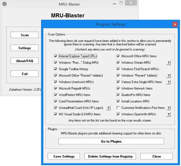 clear Most Recently Used (MRU) list