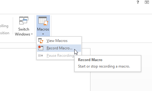 Record Macro in Word 2013