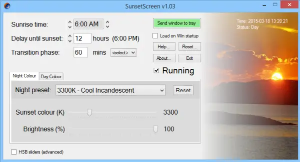 SunsetScreen Computer screen glare reduction freeware