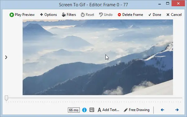 Screentogif window after recording