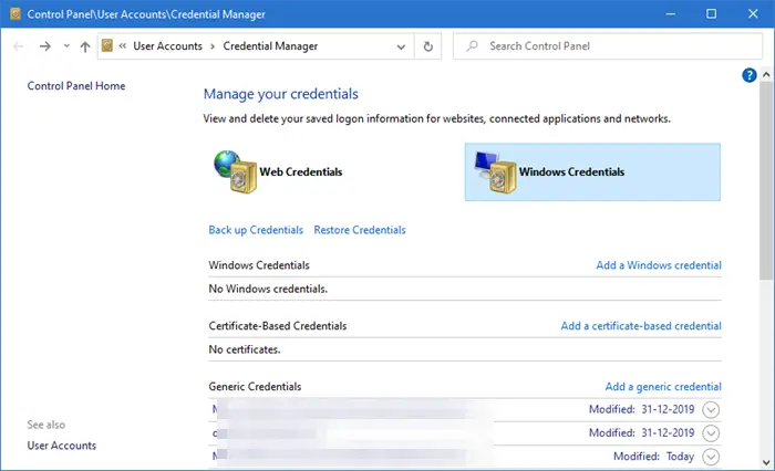 How To Open And Use Credential Manager In Windows 11 10 How To Open And Use Credential Manager In Windows 11 10