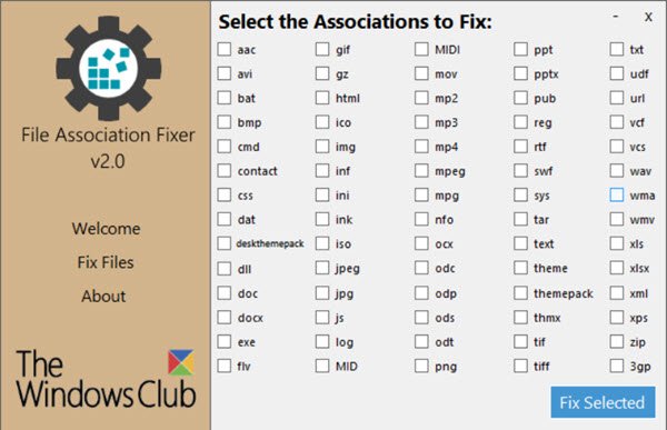 File Association Fixer screenshot