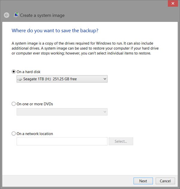 Create or Restore System Image in Windows 10
