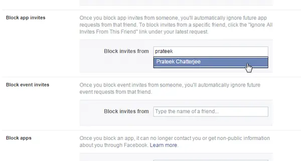 Block Friends from sending invitation