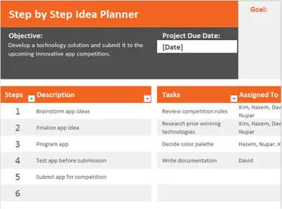 Idea Planner Excel Template