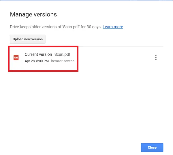 Manage versions