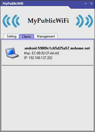 MyPublicWiFi Connected clients
