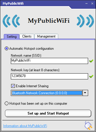 MyPublicWiFi start screen
