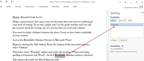 Readibility check