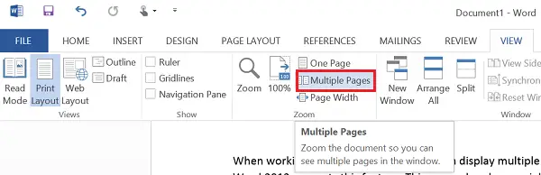 View multiple pages in Word