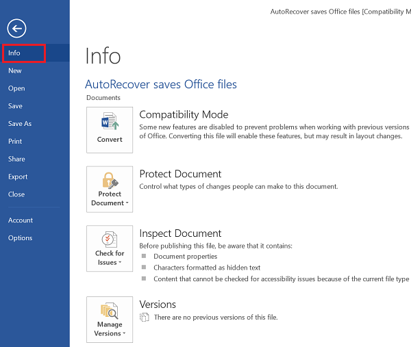 nosotros learned the uncomplicated technique of changing the Recover Recent Unsaved Office Word Document File version
