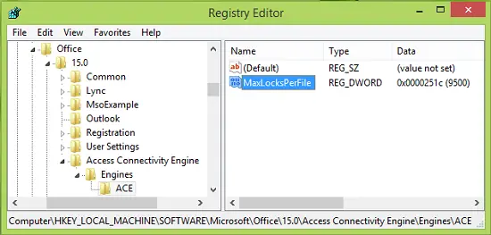 File sharing lock count exceeded, Increase MaxLocksPerFile registry entry