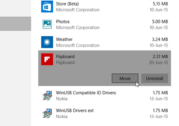 Move Windows 10 Apps to other Drive