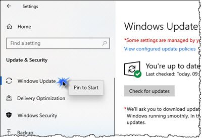 Pin Windows Update to Windows 10 Taskbar