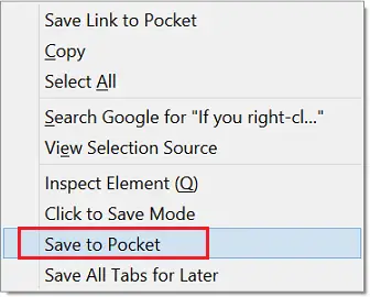 Pocket Firefox Add-on