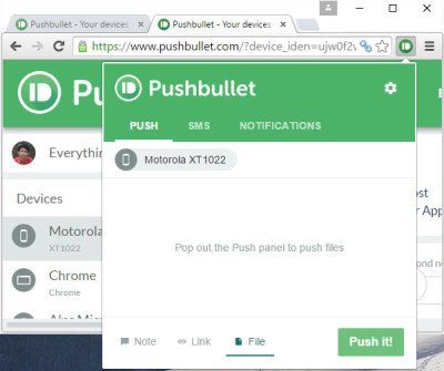 Send Link using PushBullet