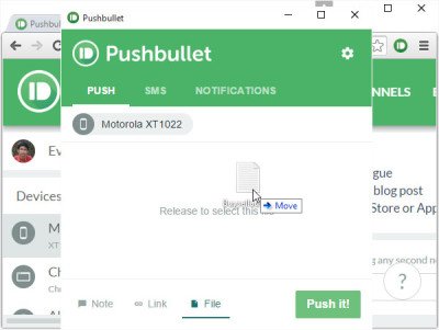 Drag and Drop in PushBullet