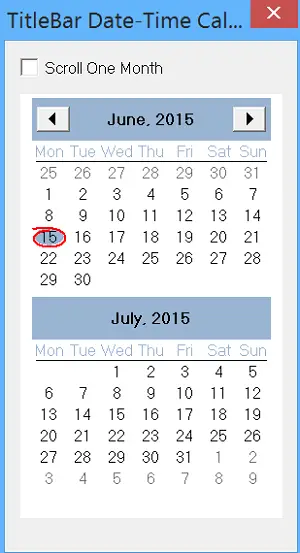 Title Bar date and time windows