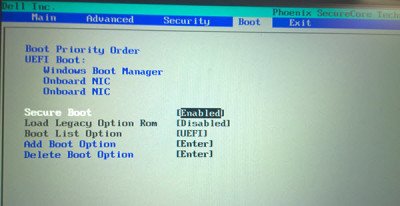 bios boot options